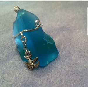 Sea glass pendant. Ocean lovers neckless handmade.